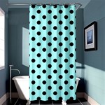 Polka Dots - Black on Celeste Cyan Shower Curtain 36  x 72  (Stall)