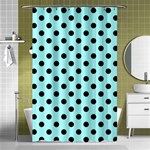 Polka Dots - Black on Celeste Cyan Shower Curtain 48  x 72  (Small)