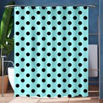 Polka Dots - Black on Celeste Cyan Shower Curtain 60  x 72  (Medium)