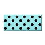 Polka Dots - Black on Celeste Cyan Hand Towel