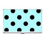 Polka Dots - Black on Celeste Cyan Business Card Holder