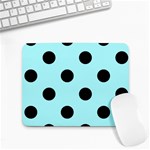 Polka Dots - Black on Celeste Cyan Small Mousepad