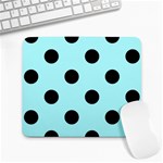 Polka Dots - Black on Celeste Cyan Large Mousepad