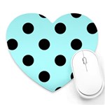 Polka Dots - Black on Celeste Cyan Heart Mousepad