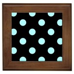 Polka Dots - Celeste Cyan on Black Framed Tile