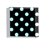 Polka Dots - Celeste Cyan on Black 4 x 4  Acrylic Photo Block