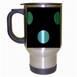 Polka Dots - Celeste Cyan on Black Travel Mug (Silver Gray)