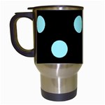 Polka Dots - Celeste Cyan on Black Travel Mug (Black)