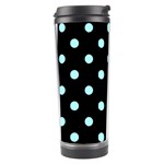 Polka Dots - Celeste Cyan on Black Travel Tumbler