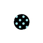 Polka Dots - Celeste Cyan on Black 1  Mini Button