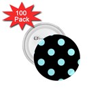 Polka Dots - Celeste Cyan on Black 1.75  Button (100 pack)