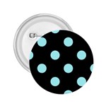 Polka Dots - Celeste Cyan on Black 2.25  Button