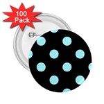 Polka Dots - Celeste Cyan on Black 2.25  Button (100 pack)