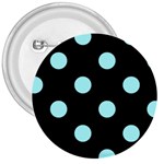 Polka Dots - Celeste Cyan on Black 3  Button