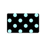 Polka Dots - Celeste Cyan on Black Magnet (Name Card)