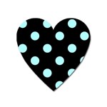 Polka Dots - Celeste Cyan on Black Magnet (Heart)