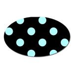 Polka Dots - Celeste Cyan on Black Magnet (Oval)