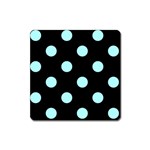 Polka Dots - Celeste Cyan on Black Magnet (Square)