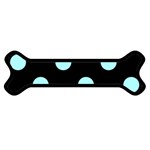 Polka Dots - Celeste Cyan on Black Magnet (Dog Bone)