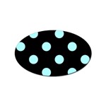 Polka Dots - Celeste Cyan on Black Sticker (Oval)