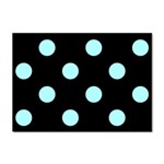 Polka Dots - Celeste Cyan on Black Sticker A4 (10 pack)