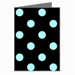 Polka Dots - Celeste Cyan on Black Greeting Card