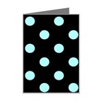 Polka Dots - Celeste Cyan on Black Mini Greeting Card