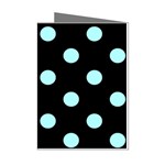 Polka Dots - Celeste Cyan on Black Mini Greeting Cards (Pkg of 8)