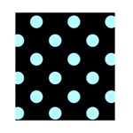 Polka Dots - Celeste Cyan on Black Greeting Card 4.5  x 6 