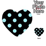 Polka Dots - Celeste Cyan on Black Multi-purpose Cards (Heart)