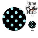 Polka Dots - Celeste Cyan on Black Multi-purpose Cards (Round)