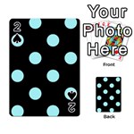 Polka Dots - Celeste Cyan on Black Playing Cards 54 Designs