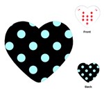 Polka Dots - Celeste Cyan on Black Playing Cards (Heart)