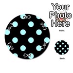 Polka Dots - Celeste Cyan on Black Playing Cards 54 (Round)