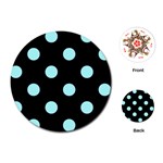 Polka Dots - Celeste Cyan on Black Playing Cards (Round)