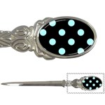 Polka Dots - Celeste Cyan on Black Letter Opener