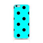 Polka Dots - Black on Aqua Cyan Apple iPhone 6/6S Silicone Case (Transparent)