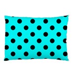 Polka Dots - Black on Aqua Cyan Pillow Case (Two Sides)