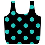 Polka Dots - Turquoise on Black Full Print Recycle Bag (XL)