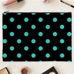 Polka Dots - Turquoise on Black Cosmetic Bag (XXXL)