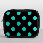 Polka Dots - Turquoise on Black Mini Toiletries Bag (One Side)