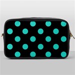 Polka Dots - Turquoise on Black Toiletries Bag (One Side)