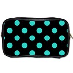 Polka Dots - Turquoise on Black Toiletries Bag (Two Sides)