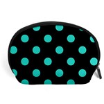 Polka Dots - Turquoise on Black Accessory Pouch (Large)