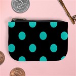 Polka Dots - Turquoise on Black Mini Coin Purse