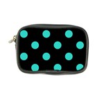 Polka Dots - Turquoise on Black Coin Purse