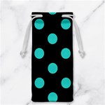 Polka Dots - Turquoise on Black Jewelry Bag