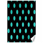 Polka Dots - Turquoise on Black Canvas 12  x 18 