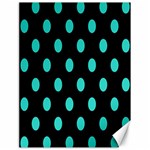 Polka Dots - Turquoise on Black Canvas 18  x 24 