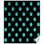 Polka Dots - Turquoise on Black Canvas 20  x 24 